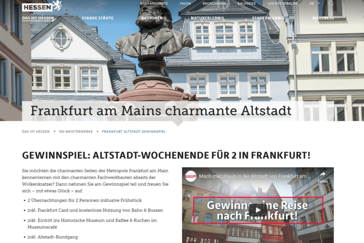 Onlinekampagne 100 Meisterwerke für Hessen Tourismus © Marketingagentur justZARGEScommunicate!