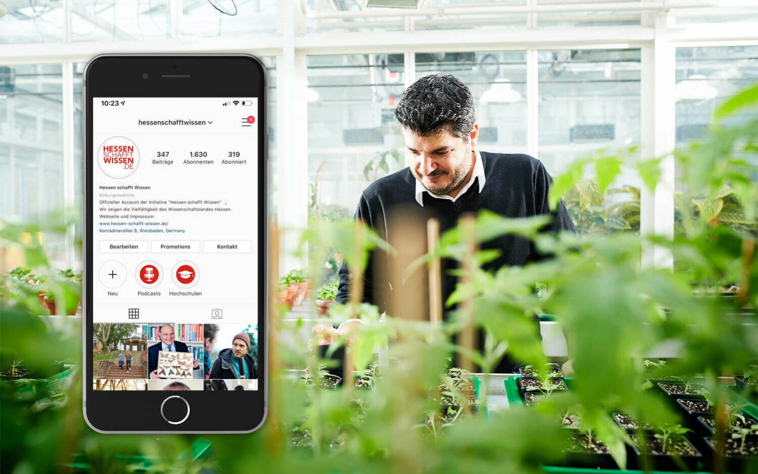 Instagram Betreuung der Initiative "Hessen schafft Wissen" © Marketingagentur justZARGEScommunicate!