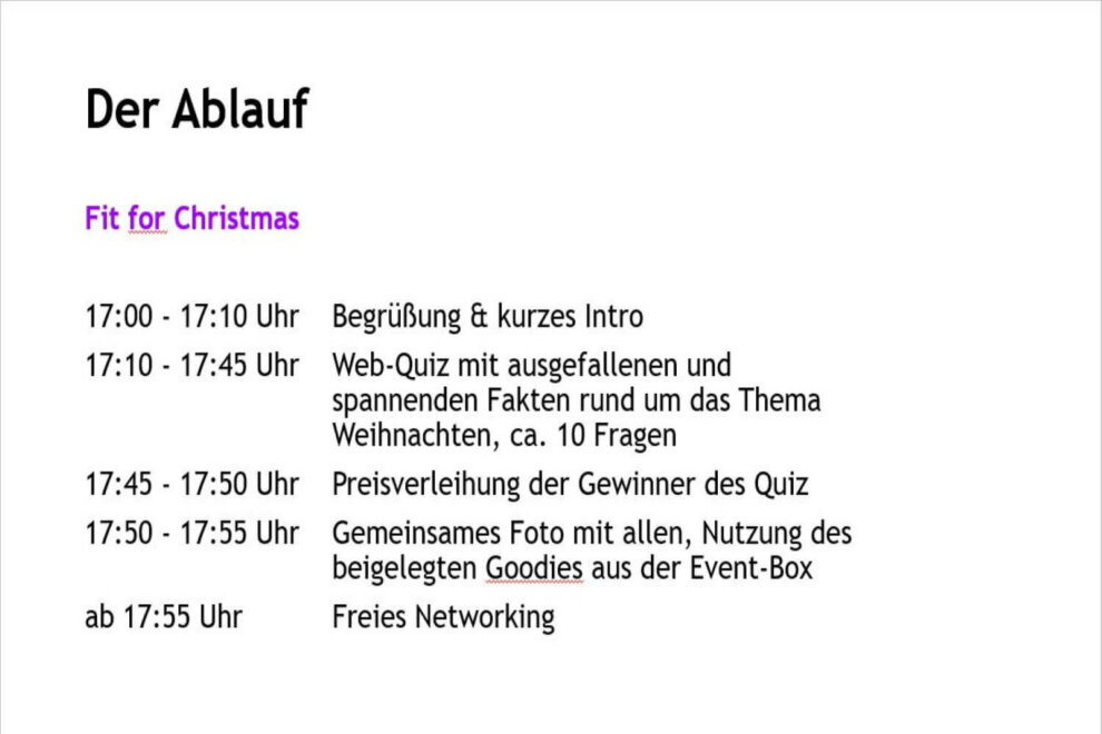 justZARGEScommunicate! Projekt: Virtuelle Weihnachtsfeier